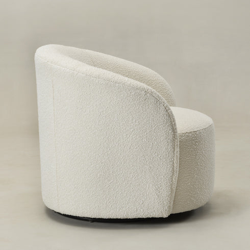 Everitte Bouclé Swivel Barrel Chair - Stylish Swivel Chair | Living Room Swivel Accent Chairs | Kinwell Furniture | Most Comfortable Swivel Chairs